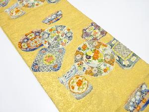 有田絵皿模様織り出し　袋帯